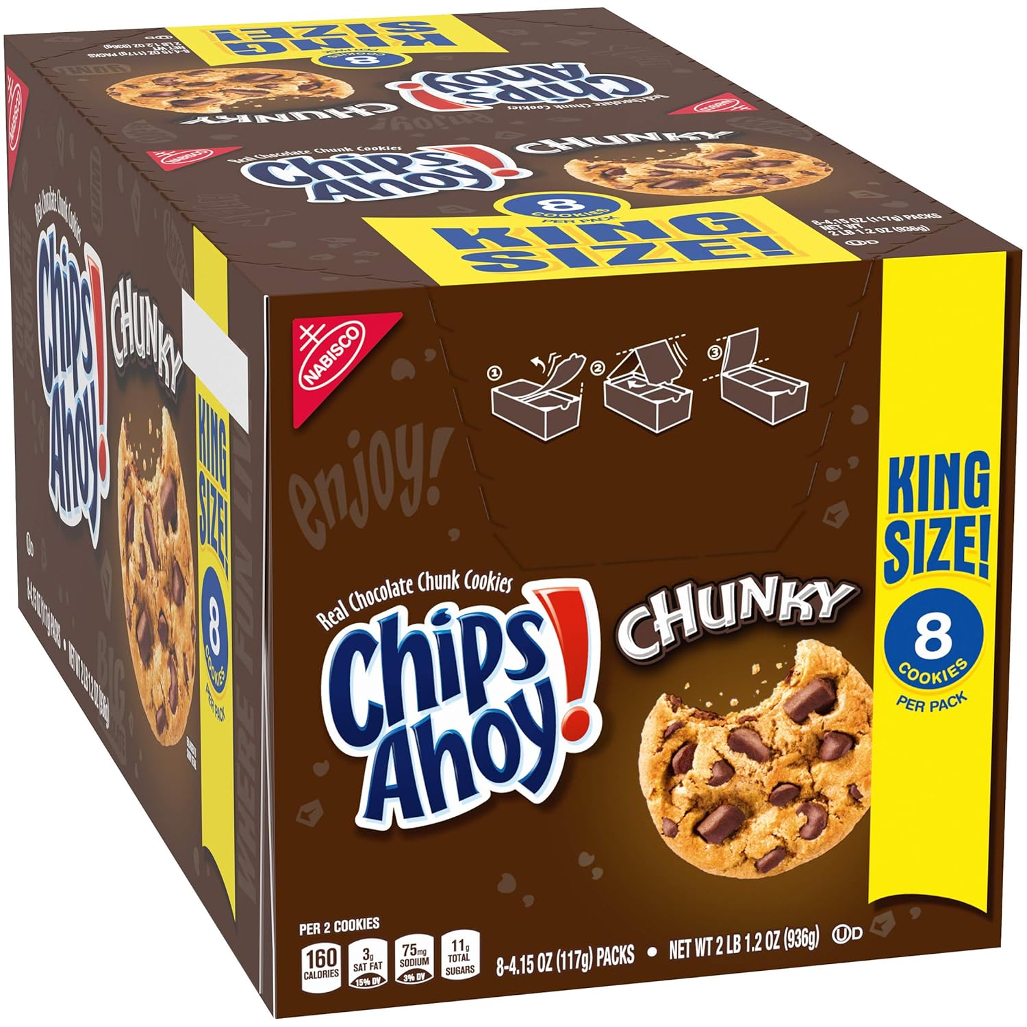 Chips Ahoy! Grueso, tamaño King, galletas, 33.2 onzas (paquete de 8)