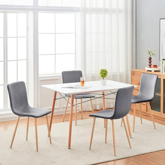 FurnitureR ScandinavianComfy - Juego de 4 sillas de comedor de terciopelo de...