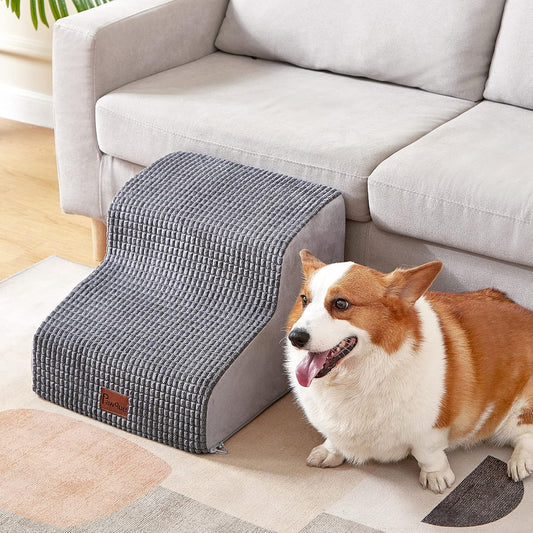 Pawque Escaleras grises para perros de 2 peldaños para cama alta, escalones...