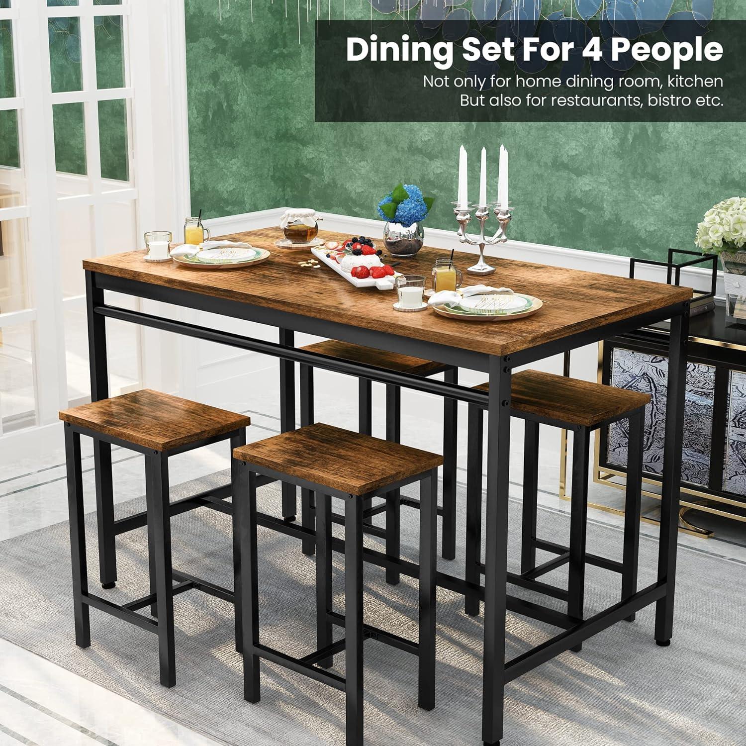 Recaceik Juego de mesa de comedor para 4 mesas de cocina y sillas para 4, juego