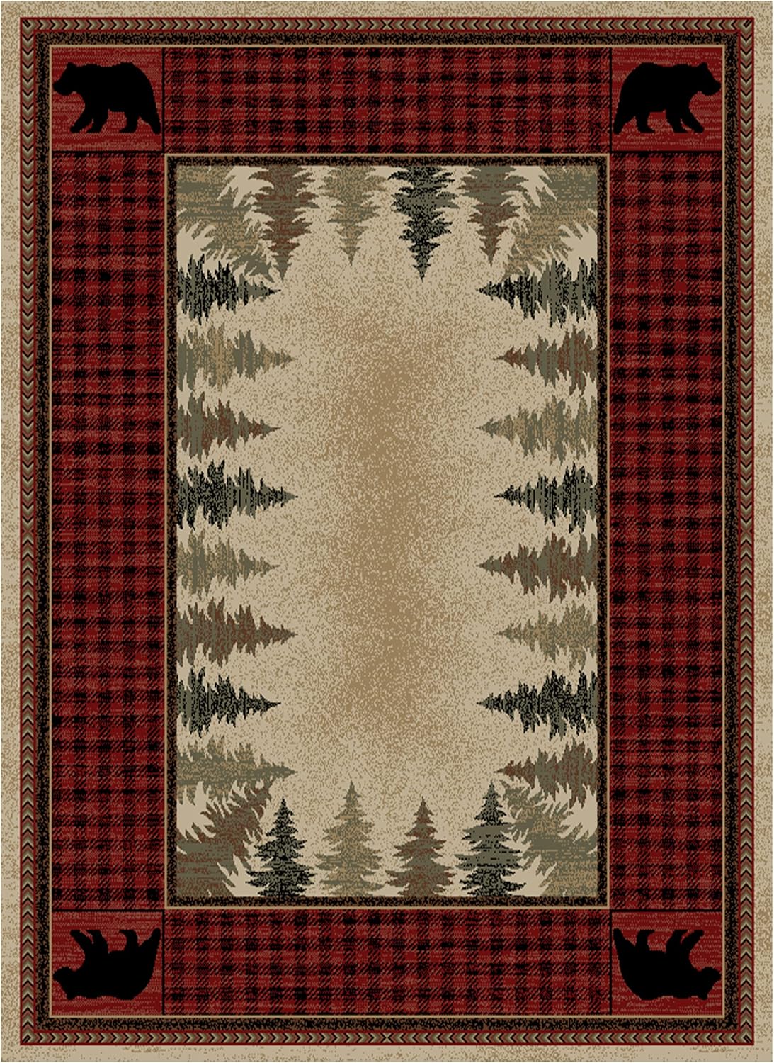 Mayberry Rug HS6490 8X10 Cuatro Esquinas Alfombra Roja
