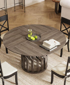 Mesa de comedor redonda de 47 pulgadas, mesa de cocina de madera para 4-6