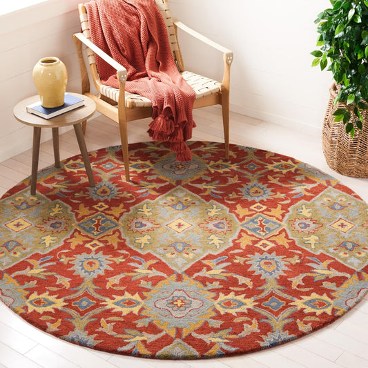 SAFAVIEH Heritage Collection - Alfombra redonda de 6 pies, color rojo y verde,...