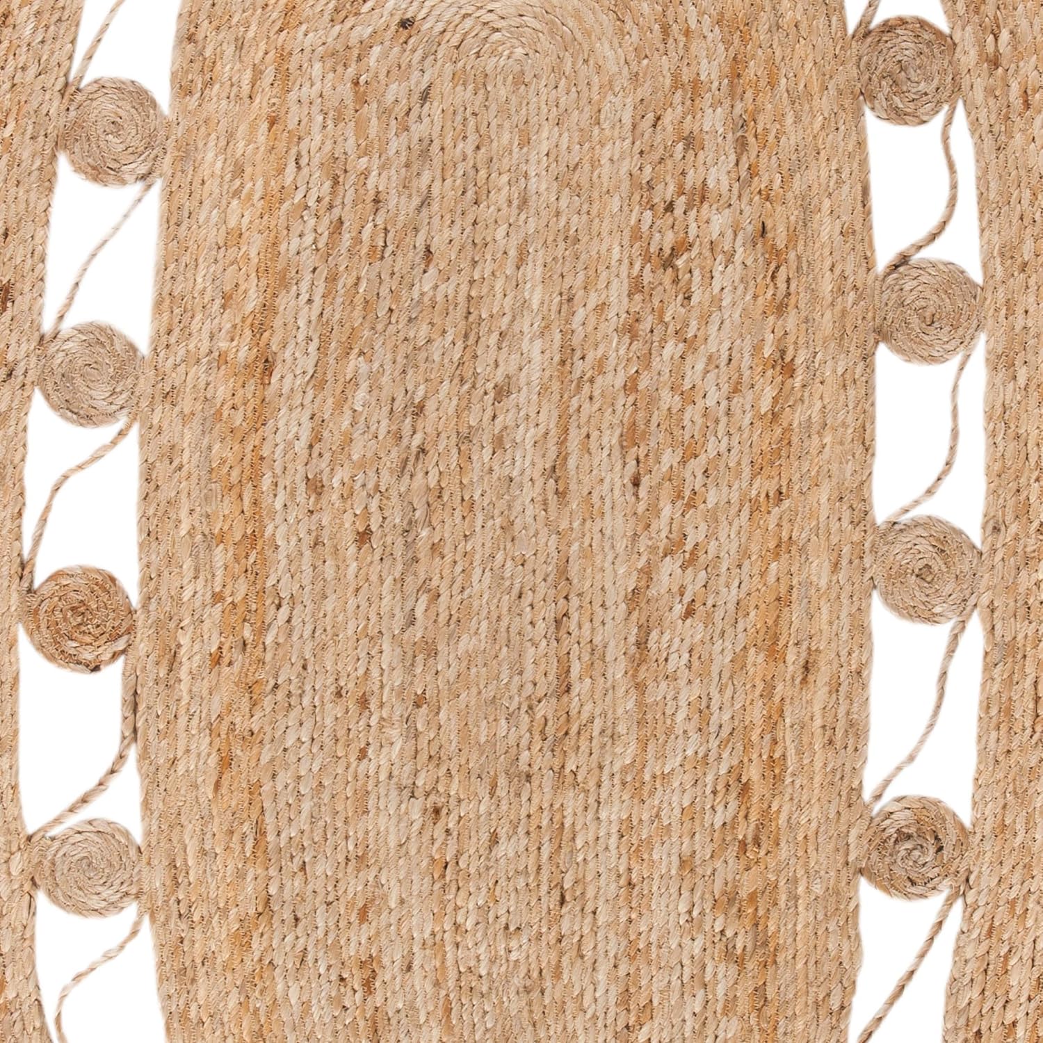 NFB251A Alfombra ovalada de 4 x 6 pies, natural, hecha a mano, estilo bohemio
