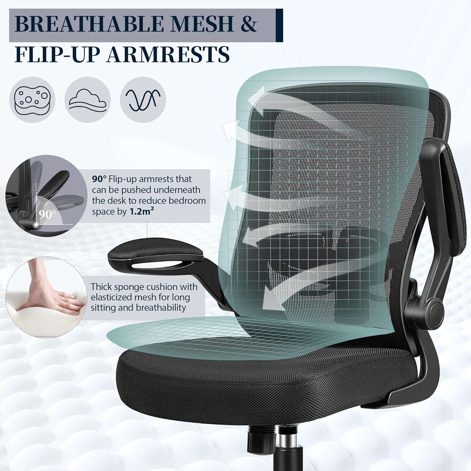 Felixking Silla de oficina, ergonómica de escritorio con altura ajustable y...
