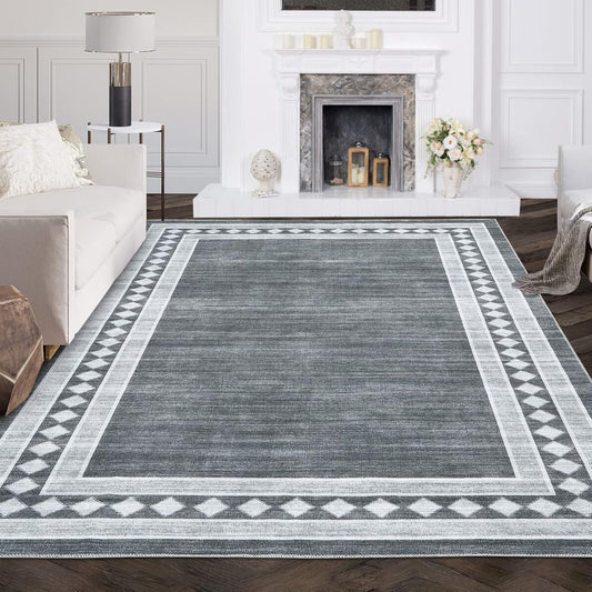 Alfombra de área lisa de 5 x 7 pies, lavable, moderna geométrica, perfecta para...