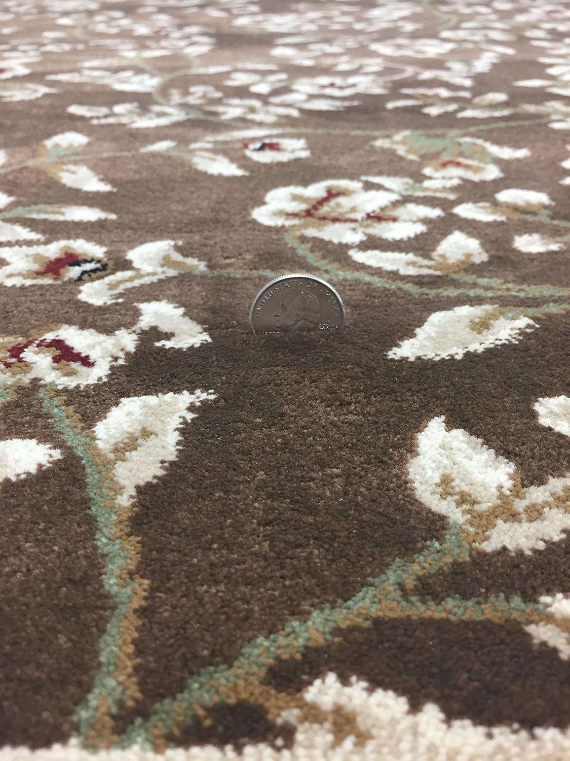 Alfombra de área de transición marrón floral de 3'3" X 5'3"
