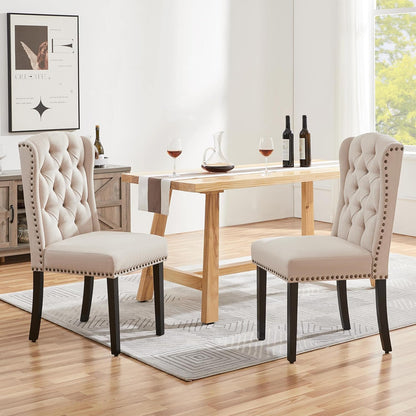 Sillas de comedor tapizadas de tela, sillas de cocina copetudas con patas de