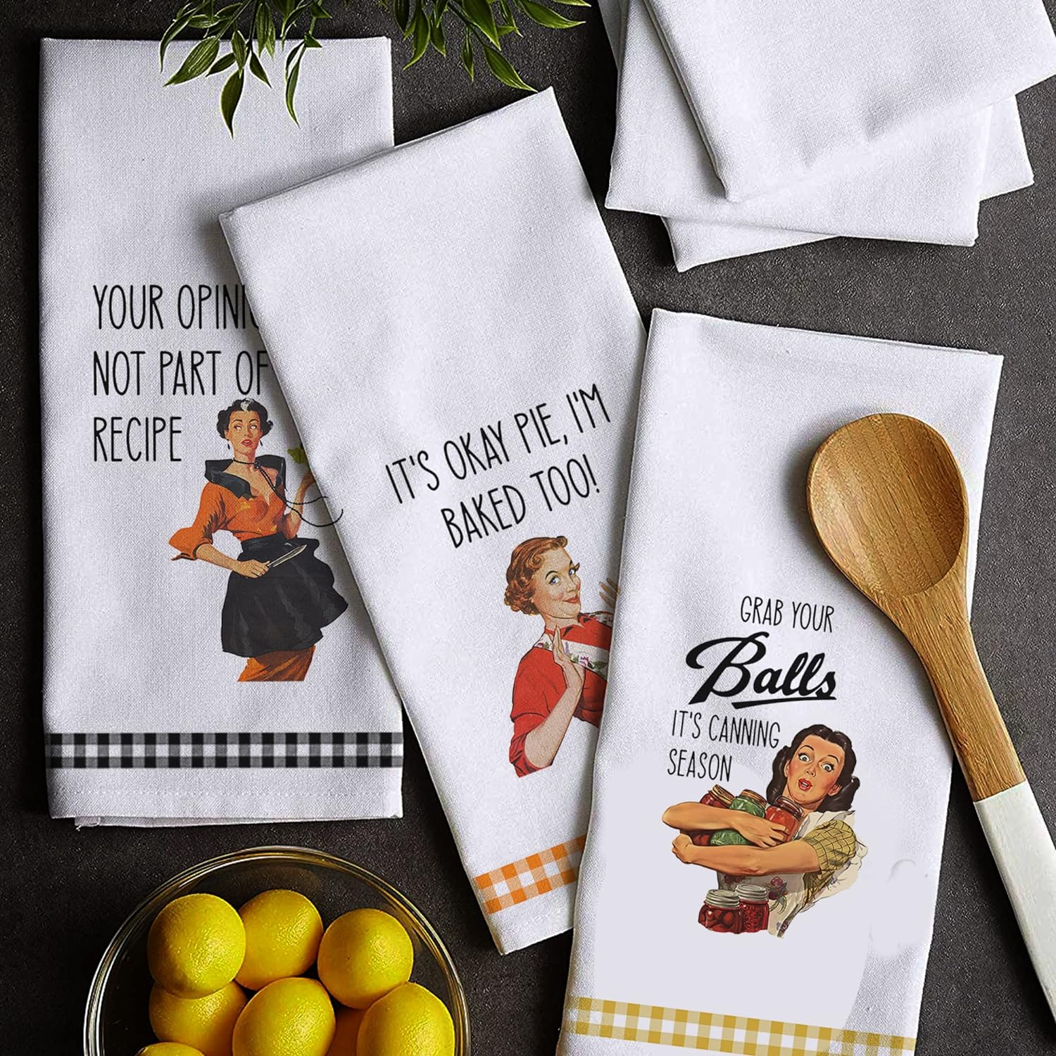 SHIMANY Divertidos toallas de cocina decorativas, juego de 4 paños de cocina...