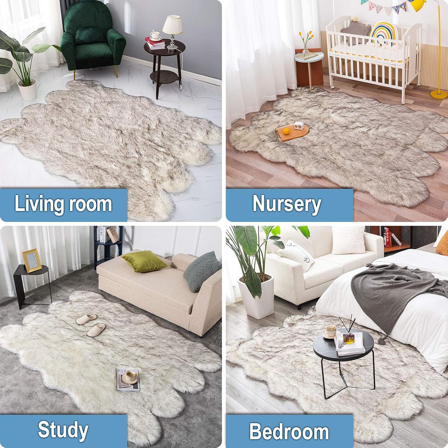 Carvapet - Alfombra de piel de oveja sintética para funda para sofá, silla,...
