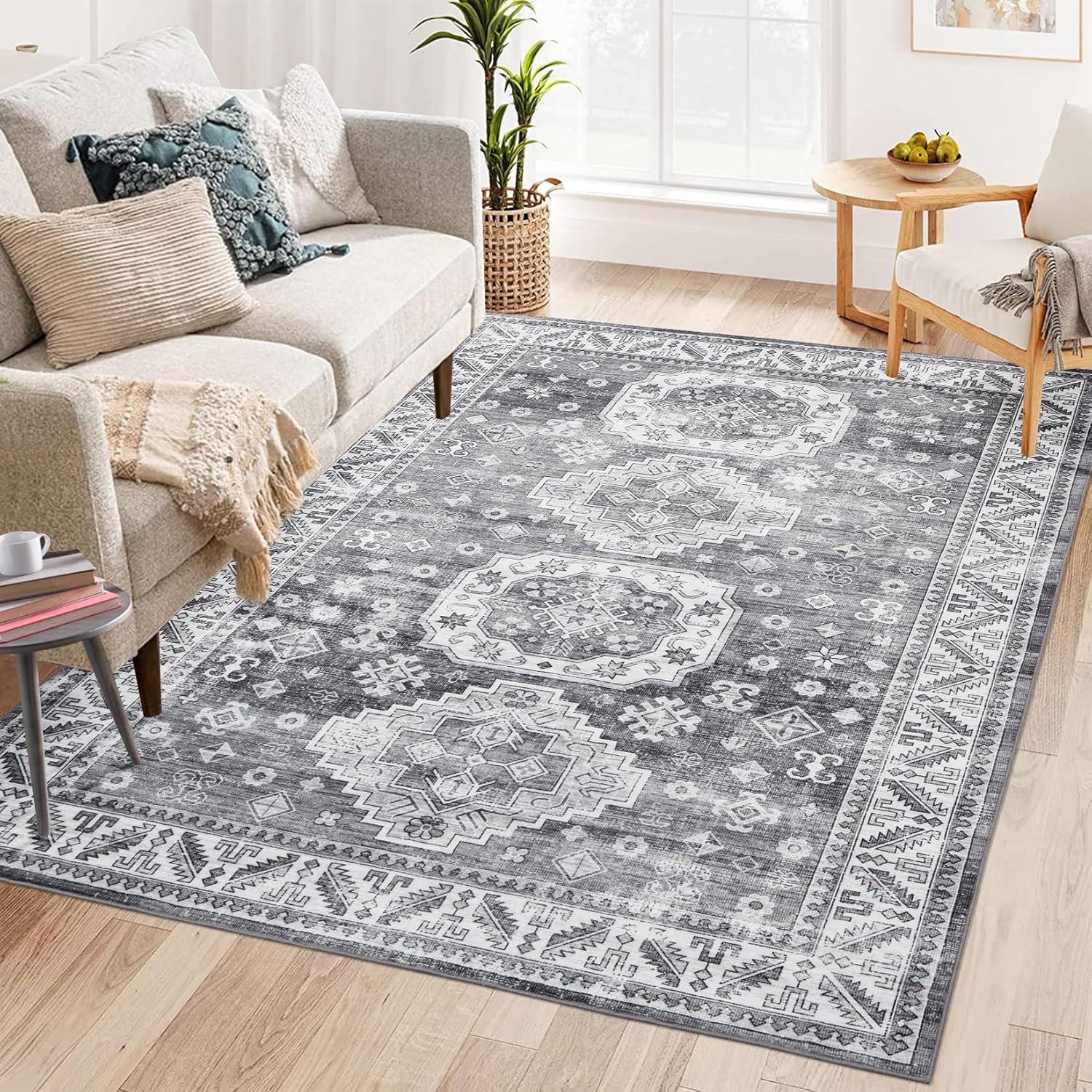 Alfombra de área grande de 9 x 12 pies, alfombra oriental para interiores,