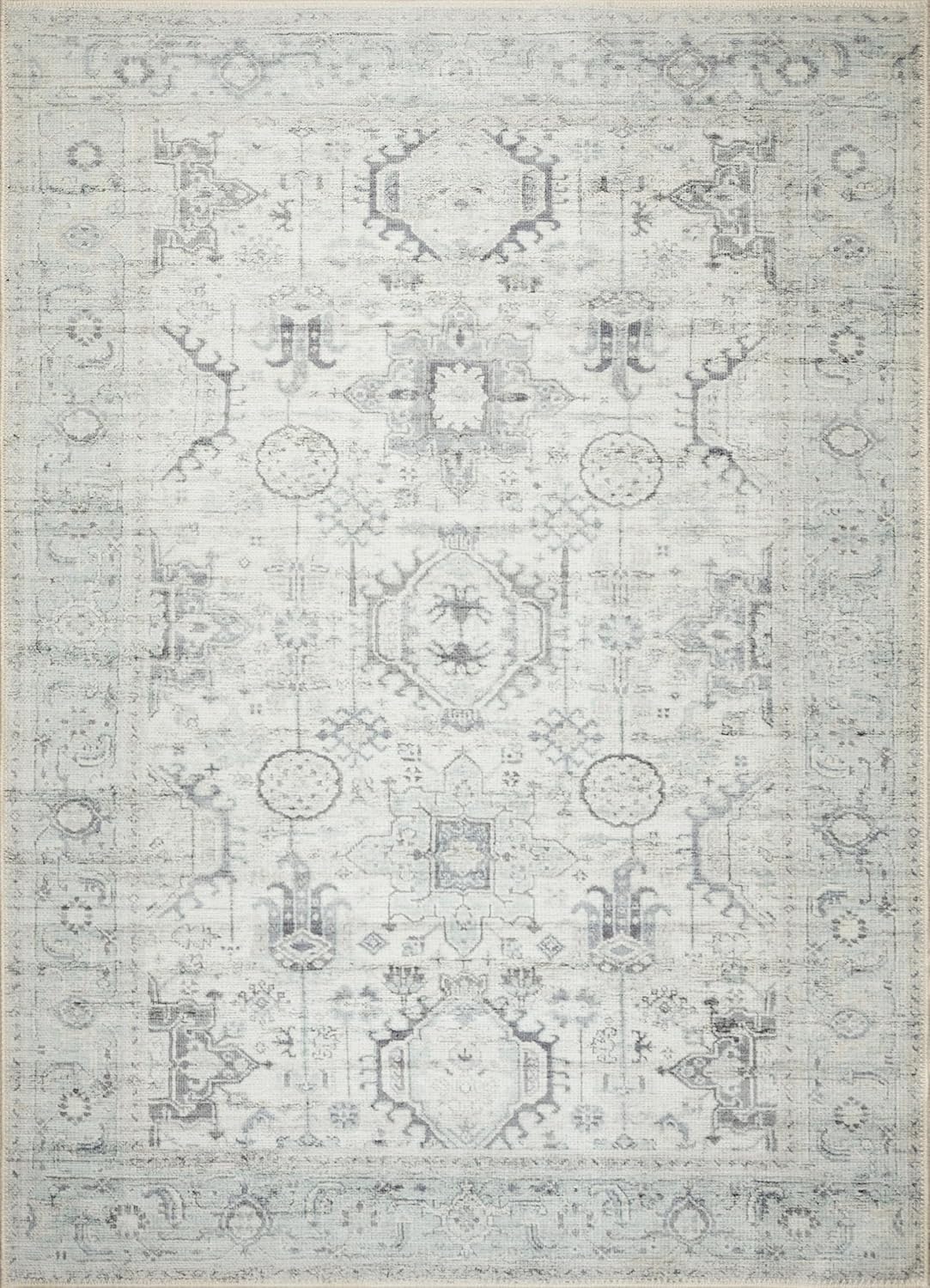 GLN Rugs Alfombra lavable a máquina, estética vintage bohemia envejecida, parte...