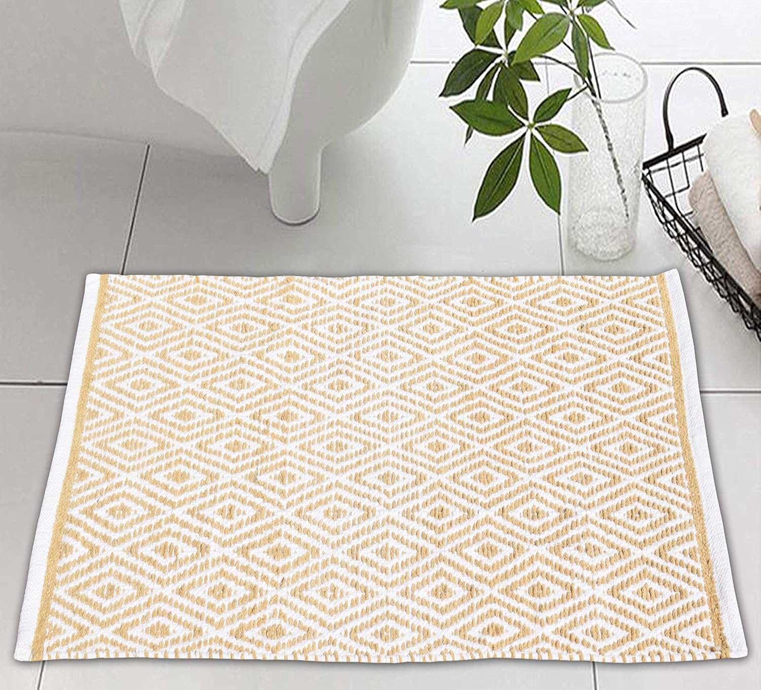 Ramanta Home Alfombra 100% algodón con diamantes de 21 x 34 pulgadas,...