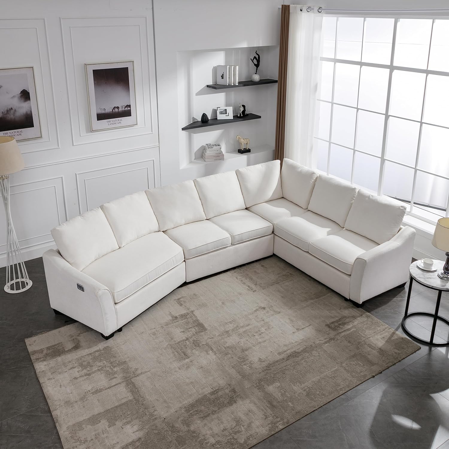 LUMISOL Sofá cama modular de 129.5 pulgadas de ancho con cama extraíble,...