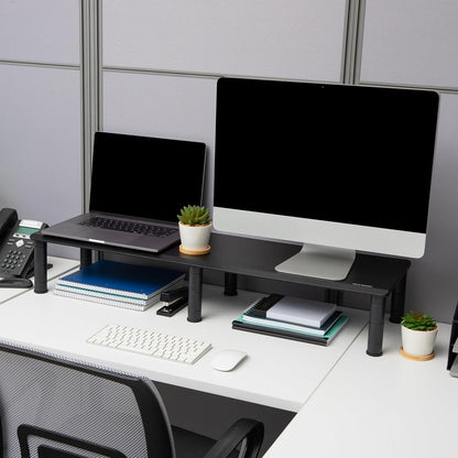 Soporte para monitor doble, altura ajustable, organizador de escritorio,