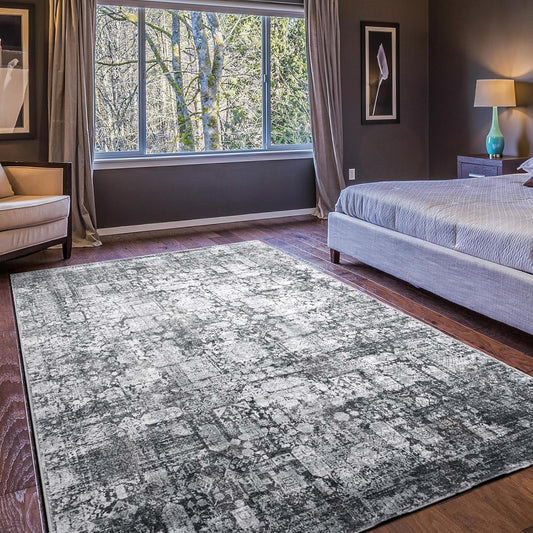 Alfombra de área de 5 x 7, alfombra bohemia vintage, ultra suave, de pelo bajo,...
