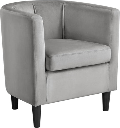 Sillón tipo barril, tapizado, color gris