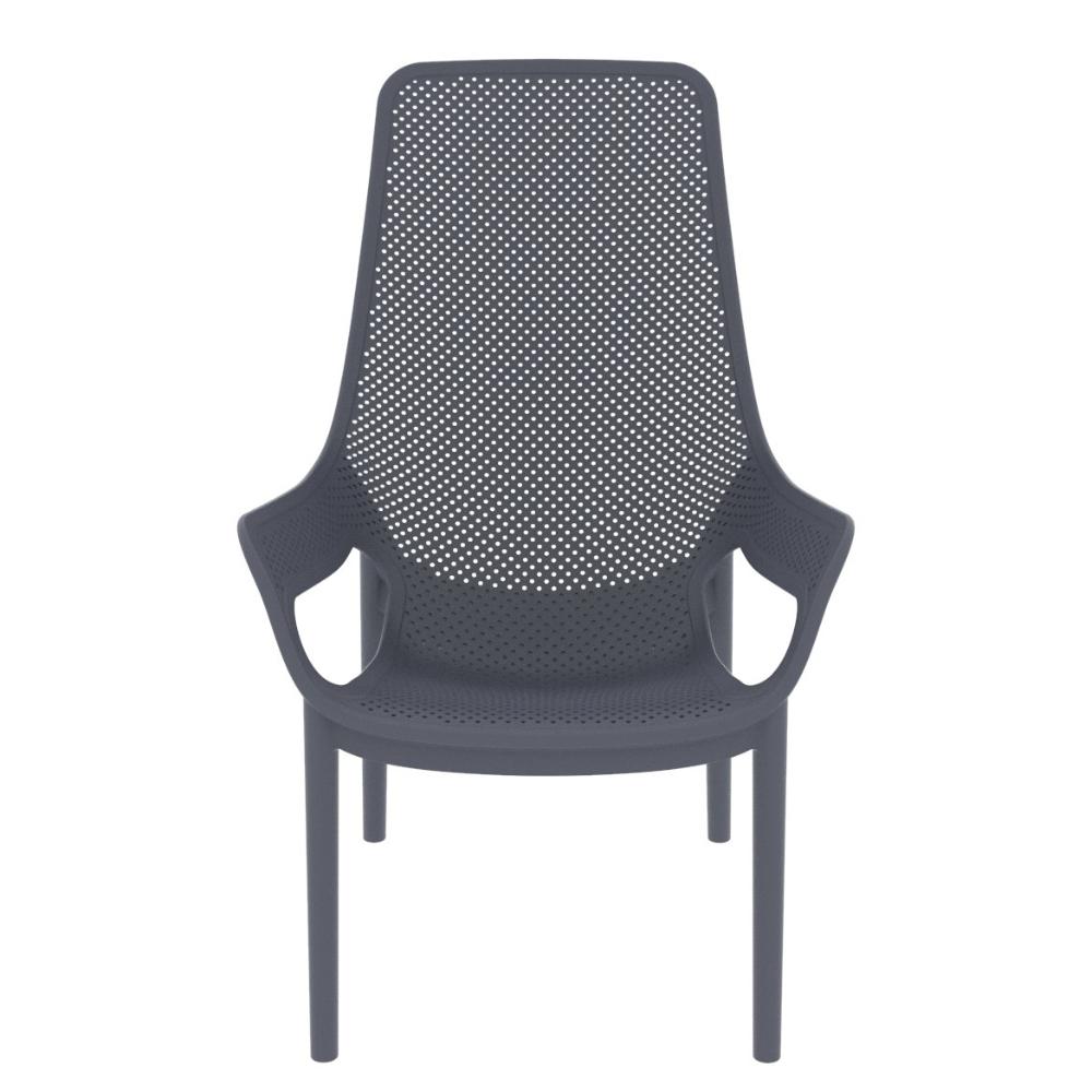 Silla Lounge Mayorca, Gris Oscuro, con espaldar y reposa brazos