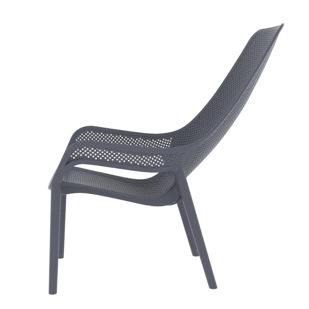 Silla Lounge Mayorca, Gris Oscuro, con espaldar y reposa brazos X4
