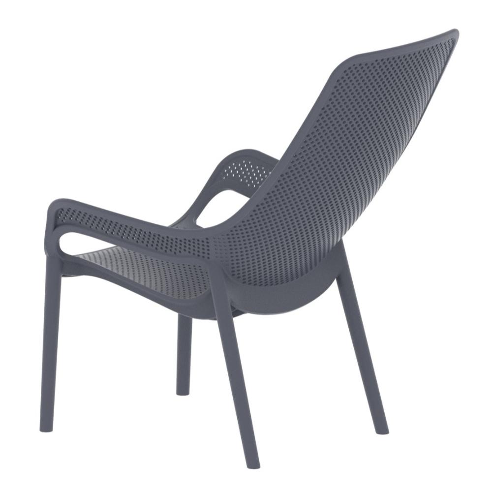 Silla Lounge Mayorca, Gris Oscuro, con espaldar y reposa brazos