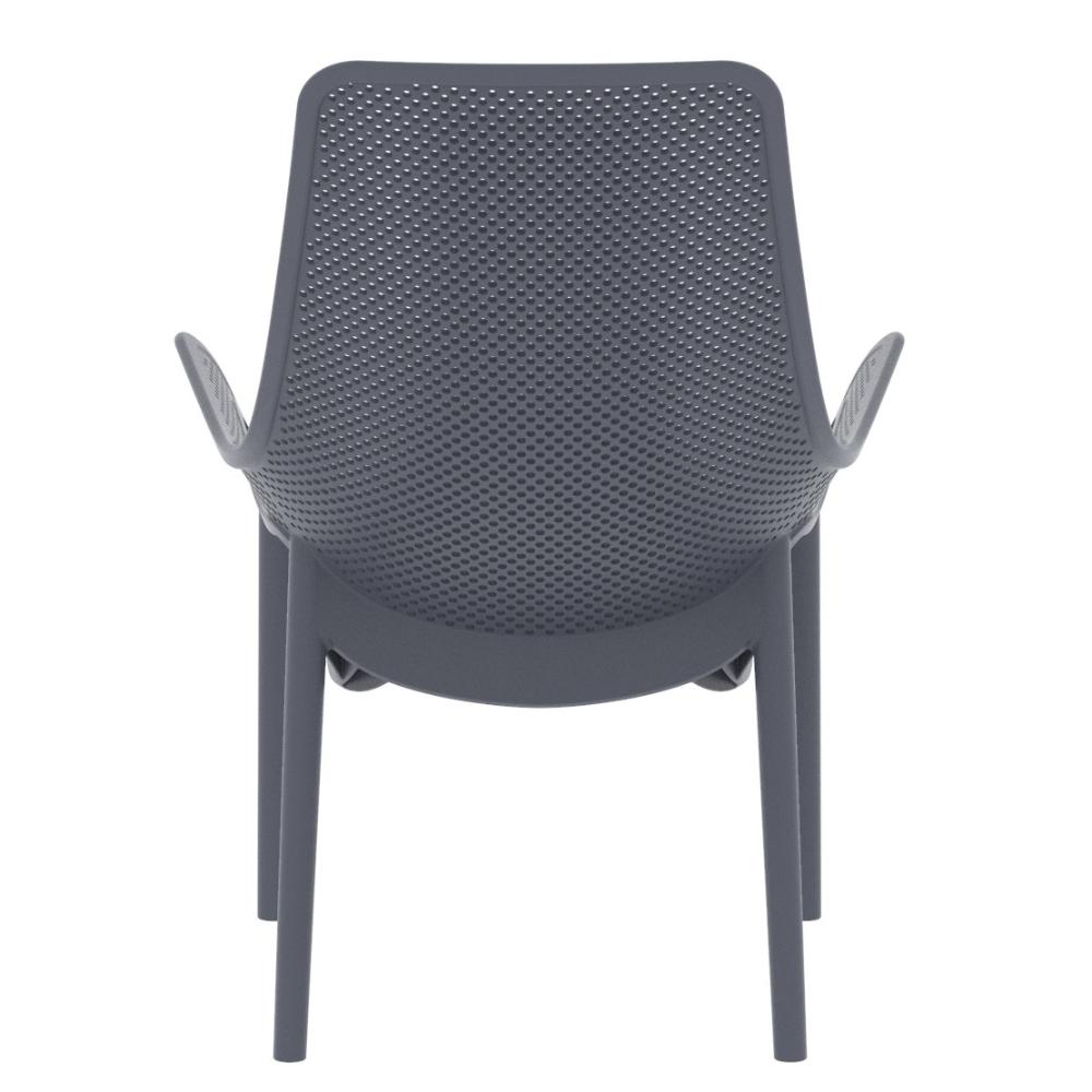 Silla Lounge Mayorca, Gris Oscuro, con espaldar y reposa brazos X4