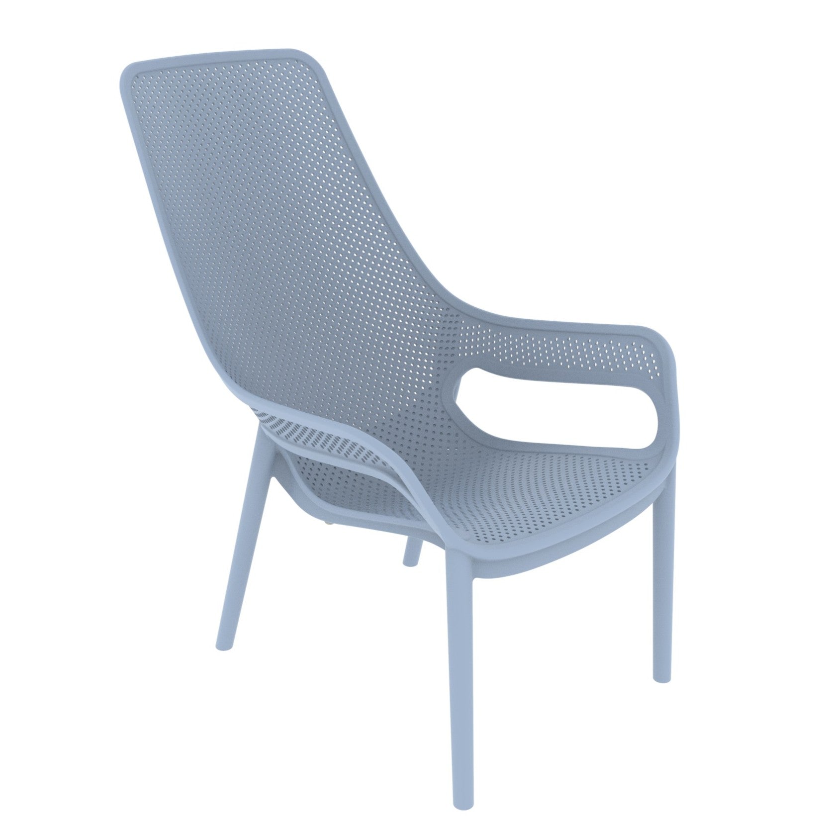 Silla Lounge Mayorca, Azul Claro, con espaldar y reposa brazos X4