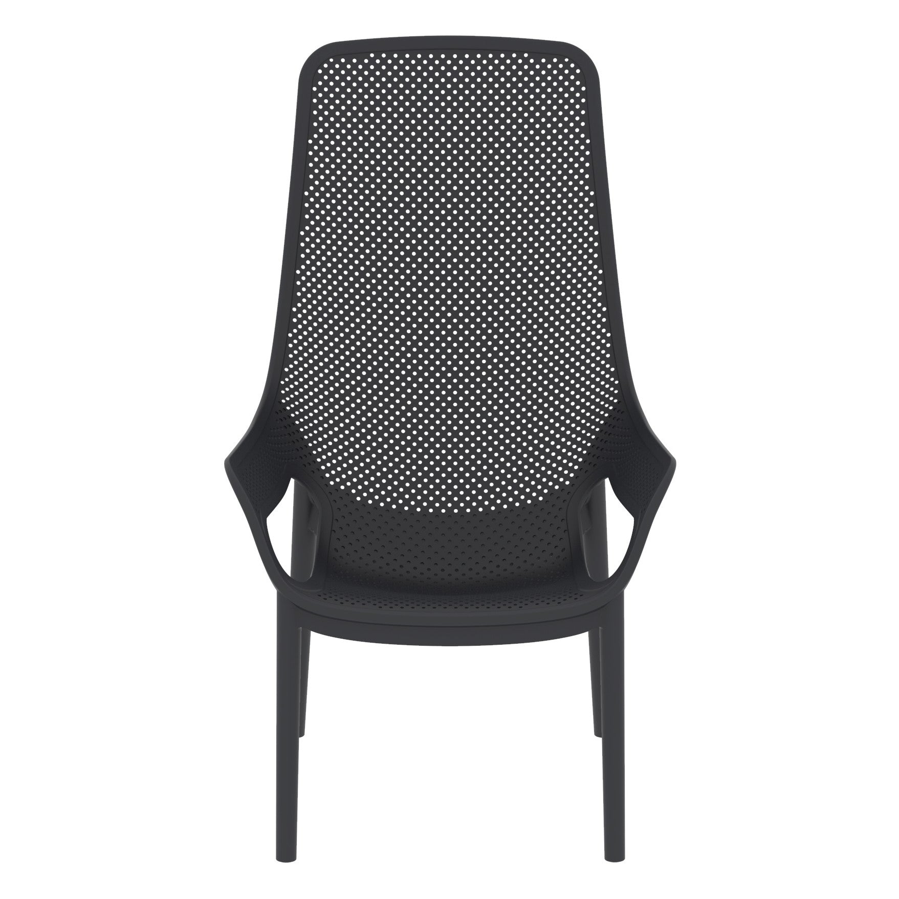 Silla Lounge Mayorca, Negro, con espaldar y reposa brazos X4