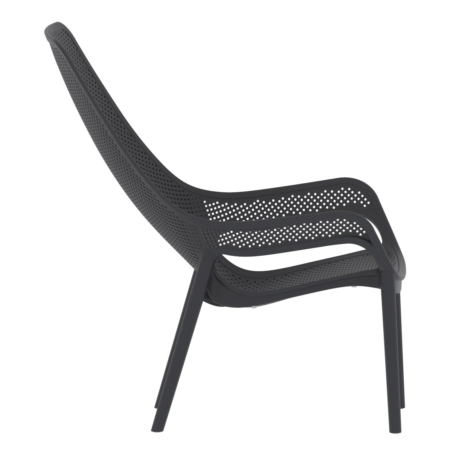 Silla Lounge Mayorca, Negro, con espaldar y reposa brazos