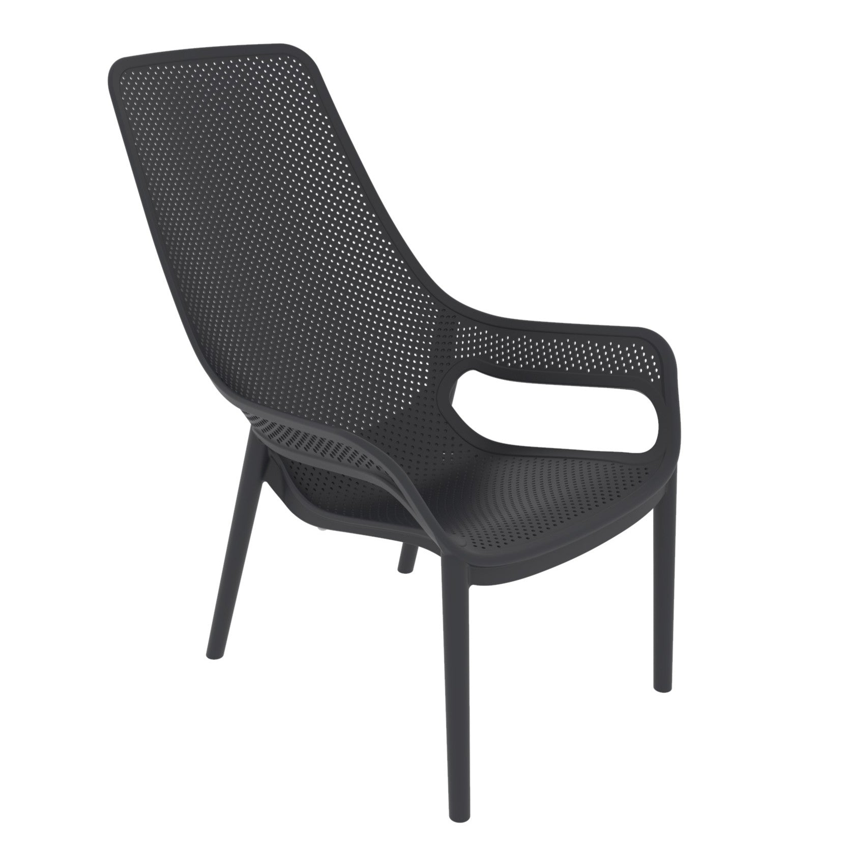 Silla Lounge Mayorca, Negro, con espaldar y reposa brazos