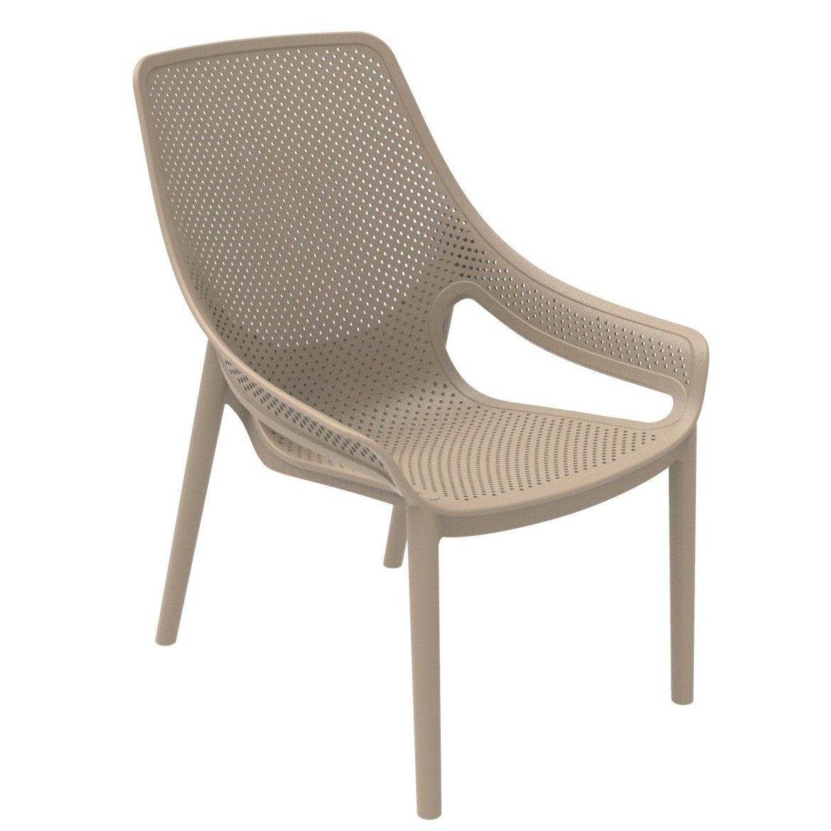 Silla Lounge Ibiza, Taupe, con Espaldar y Reposa Brazos