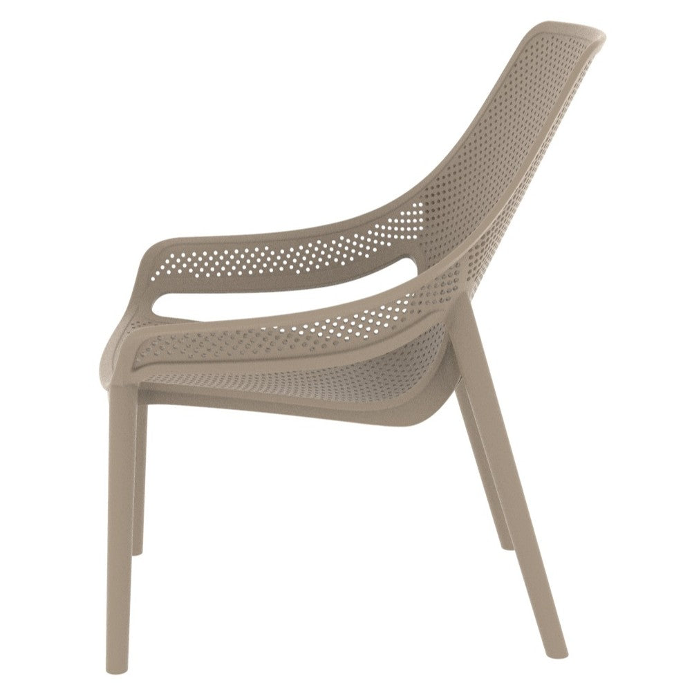 Silla Lounge Ibiza, Taupe, con Espaldar y Reposa Brazos
