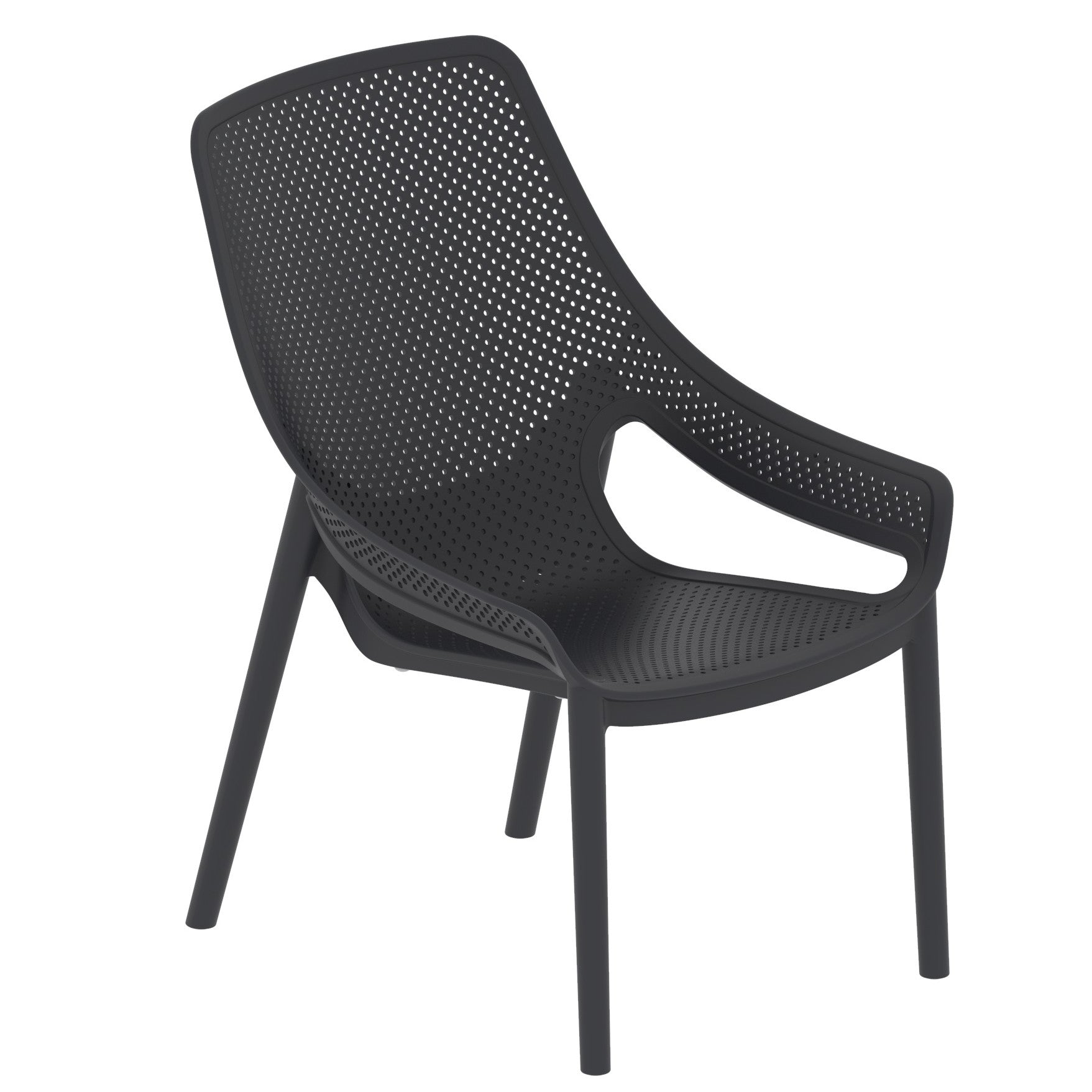 Silla Lounge Ibiza, Negro, con espaldar y reposa brazos X2