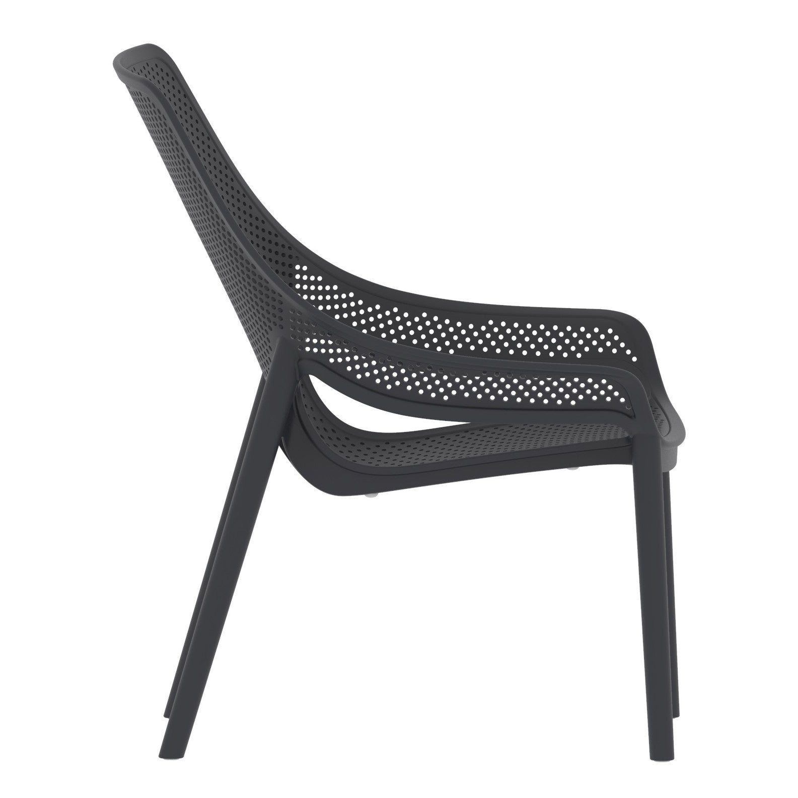 Silla Lounge Ibiza, Negro, con espaldar y reposa brazos X2