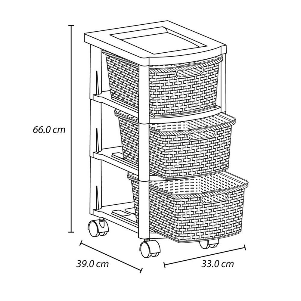 Cajonero Apariencia Rattan 3 Gavetas Altas Mocca
