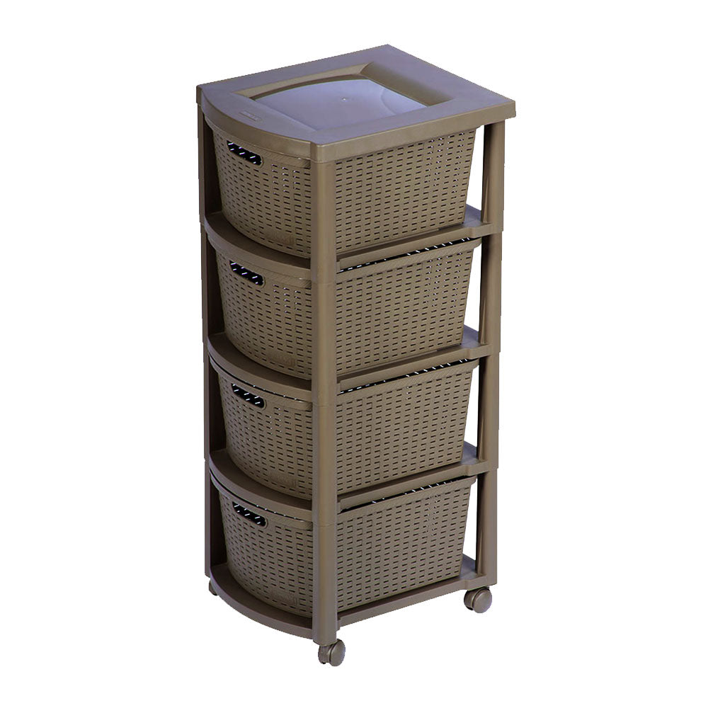 Cajonero Apariencia Rattan 4 Gavetas Altas Mocca