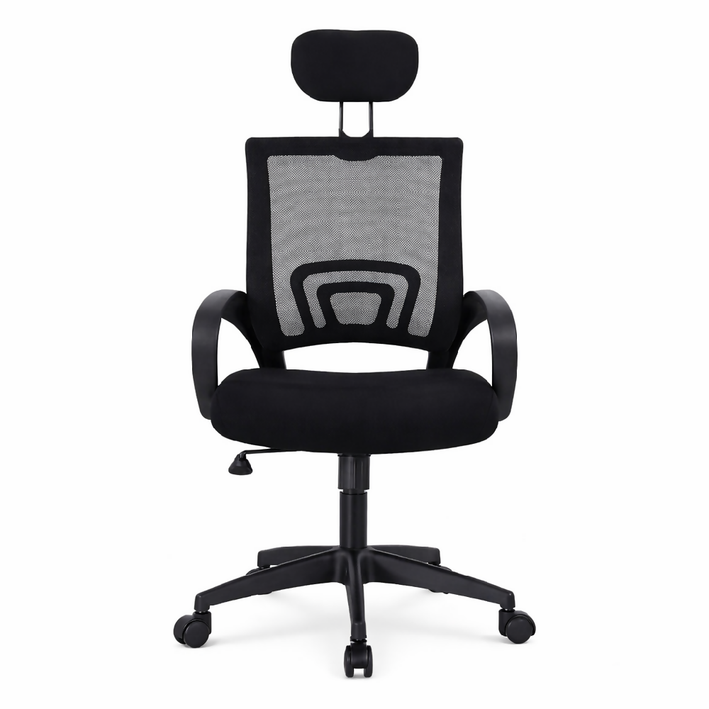 Silla Ergonomica Oficina Malla Con Cabecero Negra