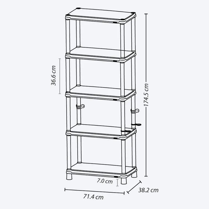 Estante multifuncional de 5 Niveles Solido 15" Negro
