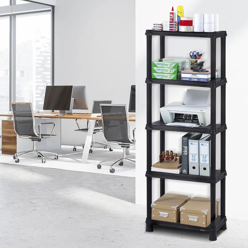 Estante Multifuncional de 5 Niveles Sólido 12" Negro