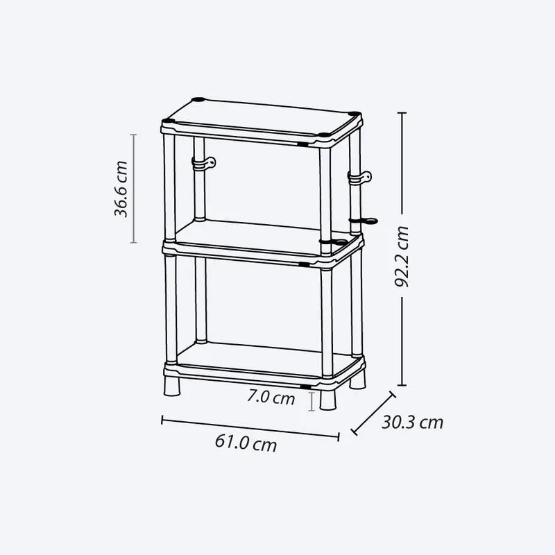 Estante Solido 12" de 3 Niveles Negro