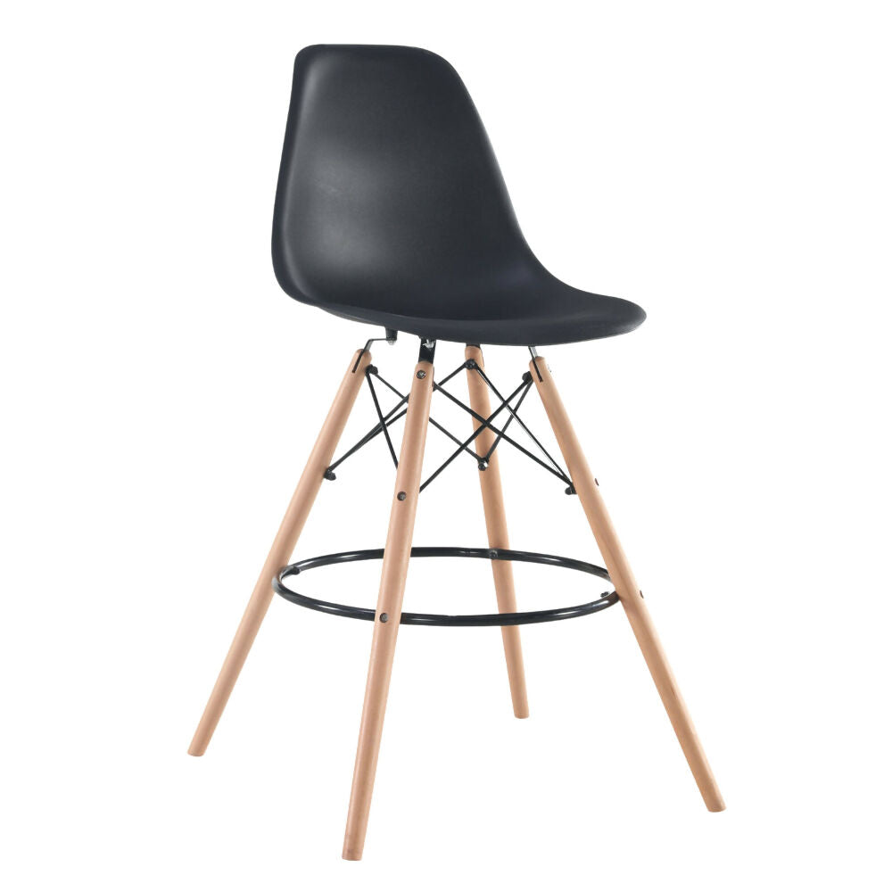 Silla Bar Eames Negra Base en Madera X2
