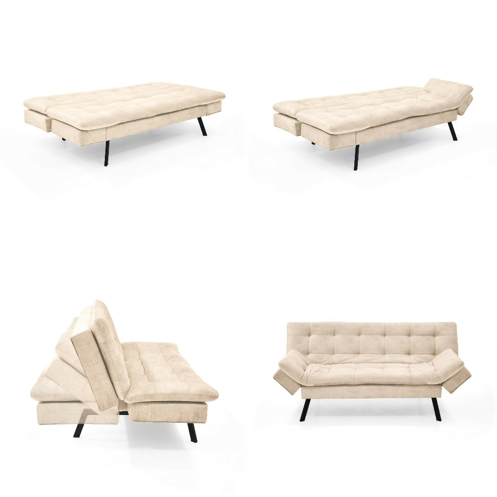 Sofa Cama Milan 176x90x78 Reclinable Tela Beige
