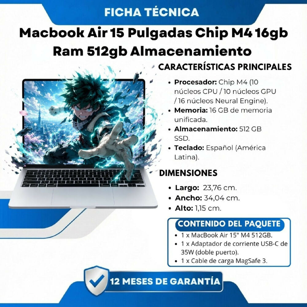 Macbook Air 15 Pulgadas Chip M4 16gb Ram 512gb Almacenamiento Laptop Apple De Alta Eficiencia