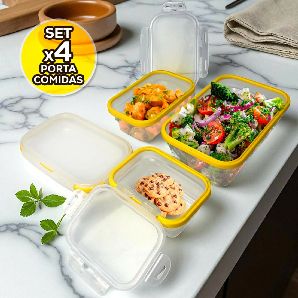 Set x4 Porta Comidas Plegables en Silicona Antiderrames  Prácticos y Reutilizables ST3PR 1