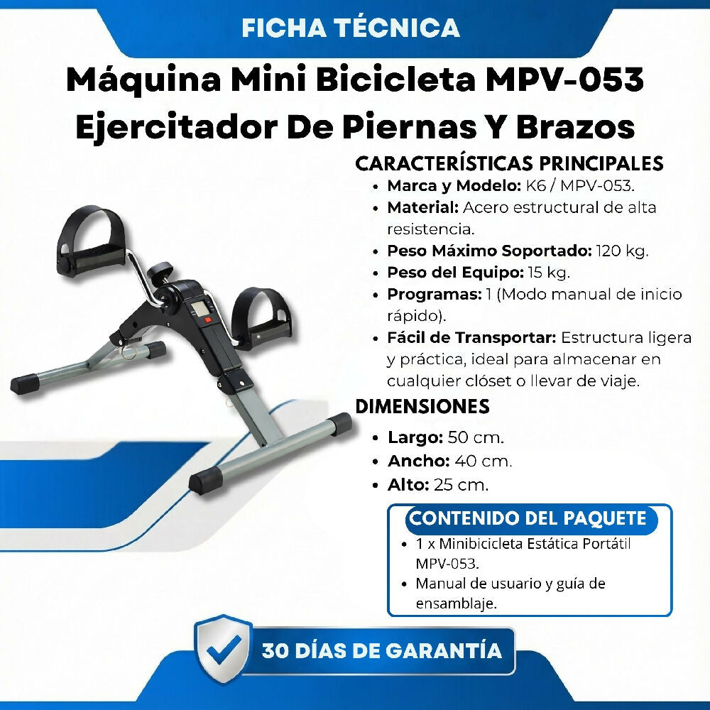 Máquina De Ejercicios Mini Bicicleta MPV-053 Ejercitador De Piernas Y Brazos