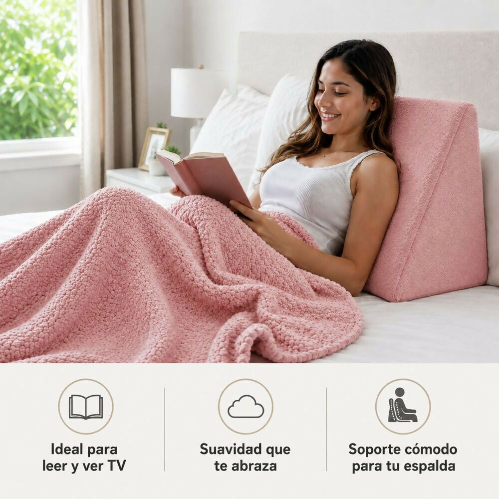 Combo cojin tv + cobija rosada