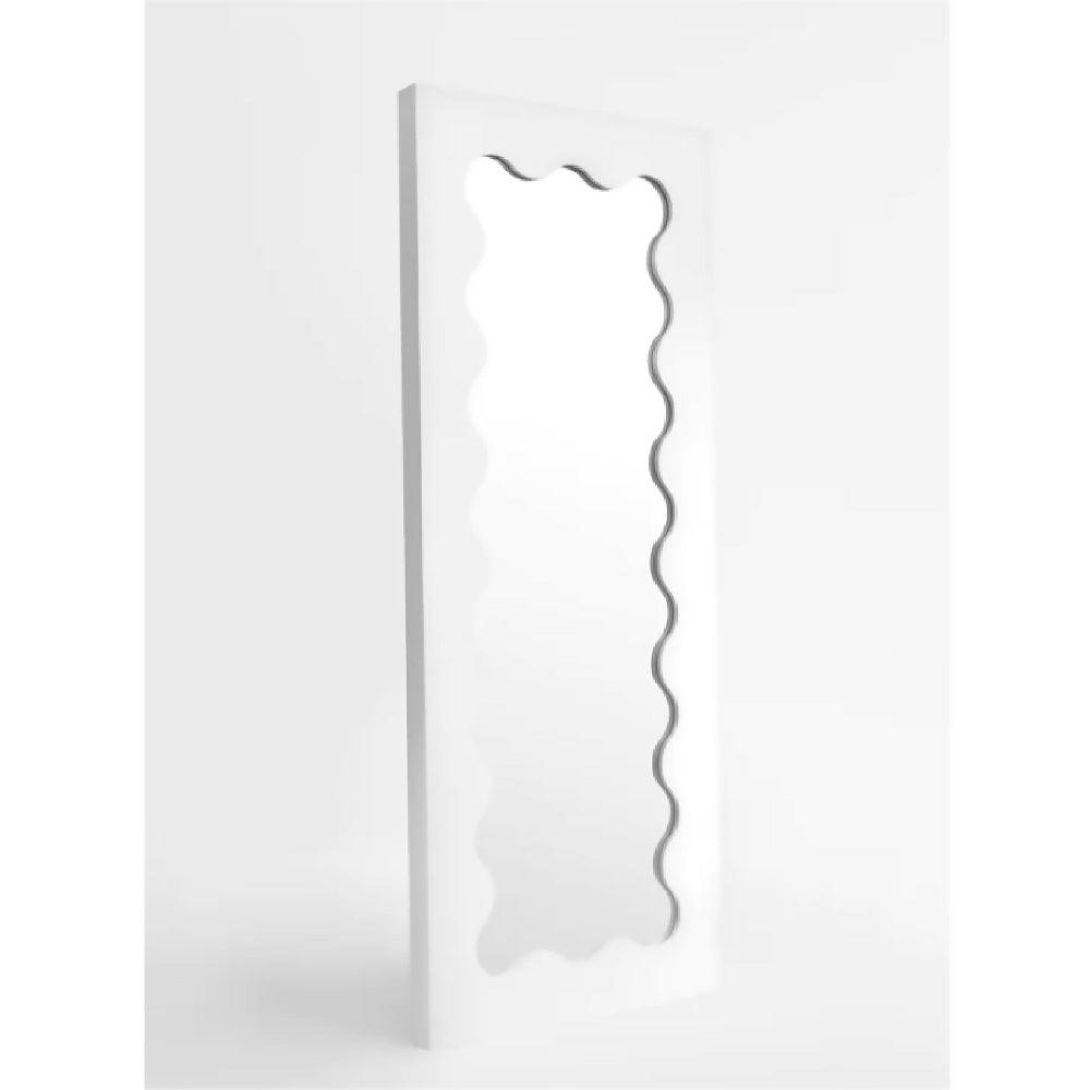 Espejo Ondulado de Piso - Blanco - 60 x 150 cm.