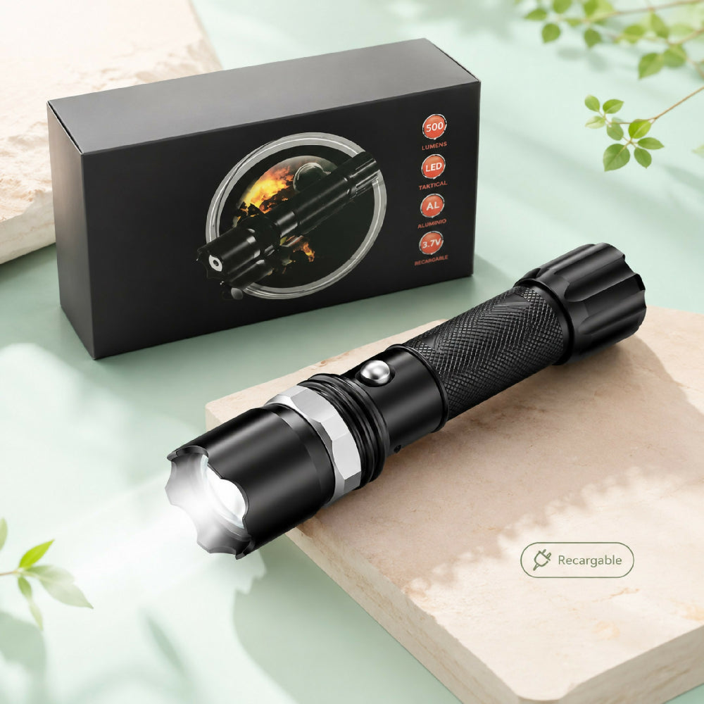 Linterna Táctica Swat Led Metálica Recargable De Alta Potencia