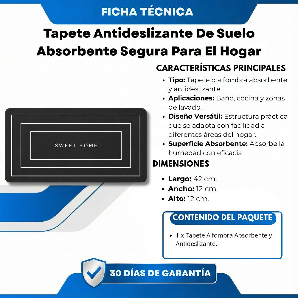 Tapete Antideslizante De Suelo Absorbente Con Base Segura Para El Hogar