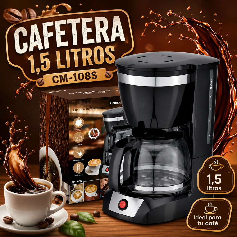 Cafetera Electrica Anti Goteo 1.5 Litros CM-108S Maquina De Cafe