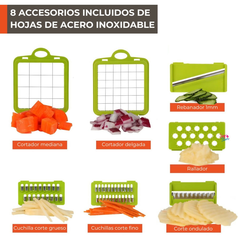 Cortador Picador Rallador Mandolina Verduras Ayudante 12 En 1